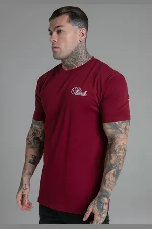 SikSilk Camiseta de ajuste relajado burdeos para hombre M