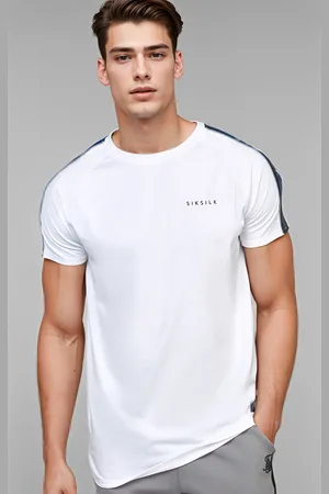 SikSilk Camiseta de ajuste muscle con cinta raglán blanca para hombre M