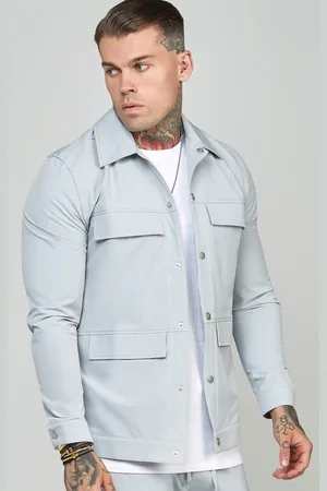 SikSilk Sobrecamisa utilitaria gris para hombre XS