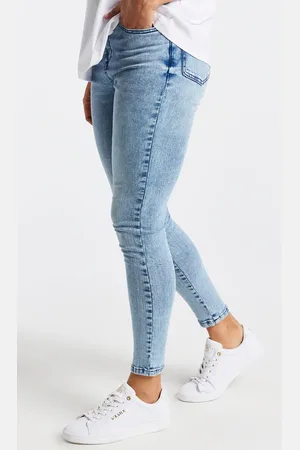 SikSilk Jean ajustado de lavado claro para mujer S