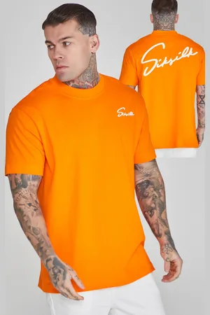 SikSilk Camiseta script naranja para hombre S