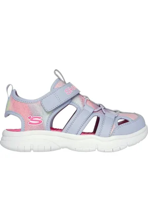 Skechers Niña Flex Splash - Daylight Shimmer en /Rosa Caliente, talla 27.5