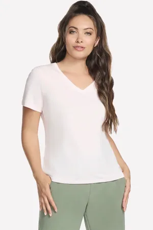 Skechers Pima V-Neck camiseta en /Rosa, talla 3XL