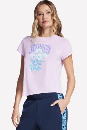 Skechers Uno Classic Fit Flower camiseta en /Morado, talla XS