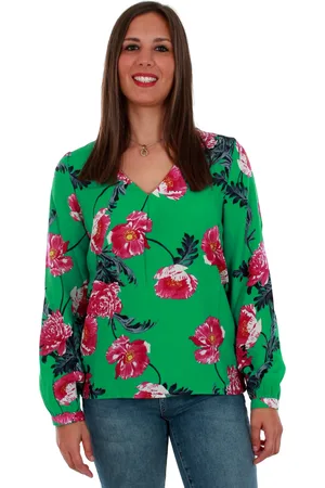 VERO MODA Camiseta manga larga 10210144 VMHOLLY LS MIDI V-NECK TOP D2-1 HOLLY GREEN para mujer