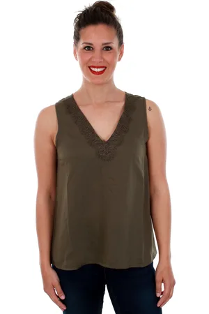VERO MODA Camiseta tirantes 10212237 VMTUVA SL TOP WVN IVY GREEN para mujer