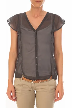 VERO MODA Camisa Chemisier AGNES S/S Shirt Mix Asphalt para mujer