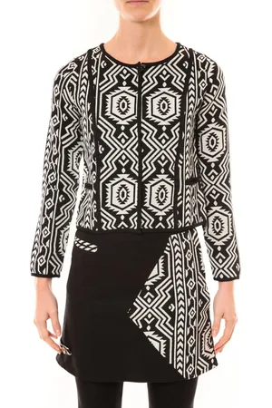 Bamboo Chaquetas Veste Chiner BW682 noir et blanc para mujer