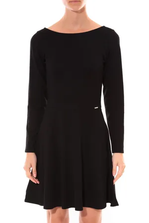 Coquelicot Vestidos Robe Col V Noir 16201 para mujer