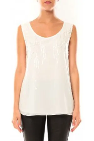 De fil en aiguille Camiseta tirantes Débardeur Victoria Karl MX0660 Blanc para mujer