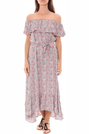 By la vitrine Vestidos Robe Longue Care of you Fleuri Rose F50035 para mujer