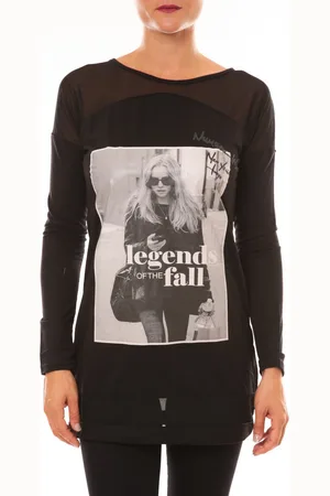 La vitrine de la mode Camiseta manga larga Tee Shirt Manches Longues MC1919 noir para mujer