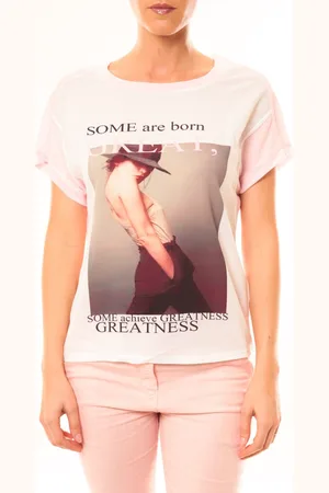 By la vitrine Camiseta Tee-shirt B005 Blanc/Rose para mujer