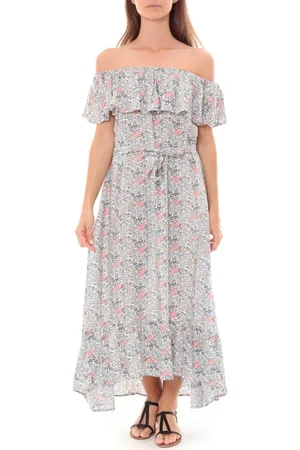 By la vitrine Vestidos Robe Longue Care of you Fleuri Bleu F50035 para mujer