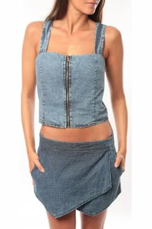 Dress code Camiseta tirantes Bustier Saxx Bleu para mujer