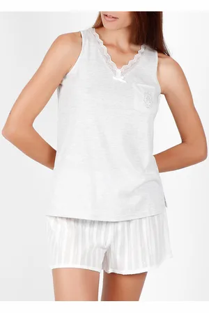 Admas Pijama Pantalones cortos de pijama sin mangas Luxe Stripes para mujer