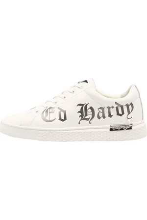 ED HARDY Deportivas Moda Script low top white-gun metal para hombre