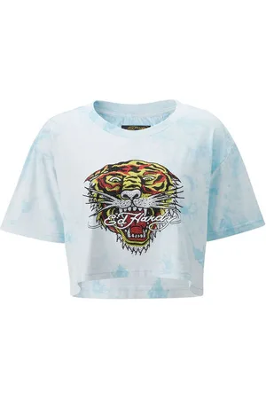ED HARDY Tops y Camisetas Los tigre grop top turquesa para mujer