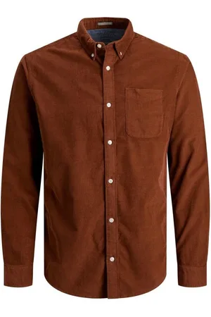 JACK & JONES Camisa manga larga 12196529 CORD SHIRT-SEQUOIA para hombre