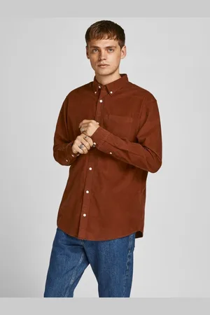 JACK & JONES Camisa manga larga 12196529 CORD SHIRT-SEQUOIA para hombre