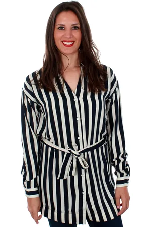 VERO MODA Camisa 10210399 VMSTINNA LS LONG SHIRT NIGHT SKY SNOW WHITE para mujer