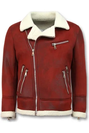 Chaqueta Aviador para Hombre de Cuero Sintético Rojo