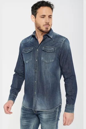 Le Temps des Cerises Camisa manga larga Camisa de vaquero JUANITO para hombre