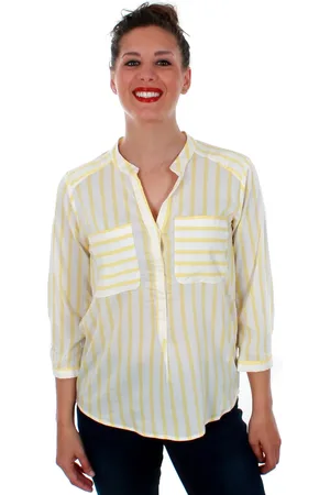 VERO MODA Camisa 10188642 VMERIKA STRIPE 3/4 SHIRT E10 COLOR SNOW WHITE YARROW para mujer