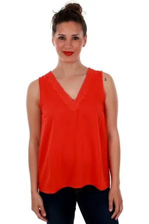 VERO MODA Camiseta tirantes 10212237 VMTUVA SL TOP WVN FIERY RED para mujer