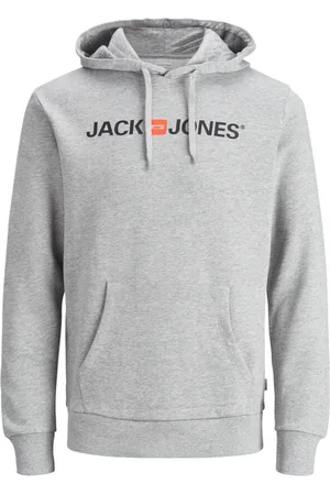 JACK & JONES Jersey 12137054 JJECORP OLD LOGO SWEAT HOOD NOOS LIGHT GREY MELANGE para hombre