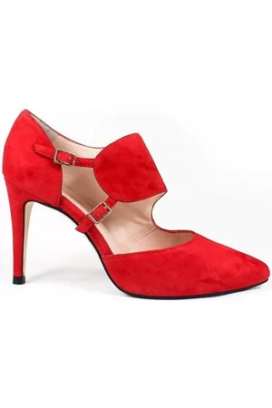 Gennia Zapatos de tacón Salones Rojos Tacon Fino Aguja Piel Mujer Tacon Ancho -RESPIRO para mujer