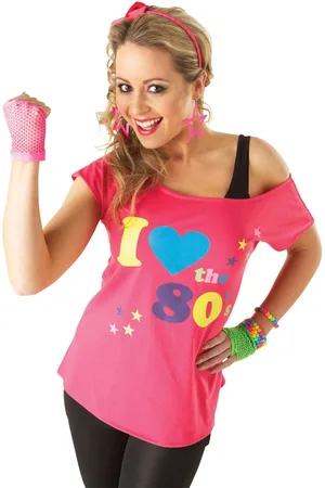 Bristol Novelty Camiseta manga larga I Love The 80s para mujer