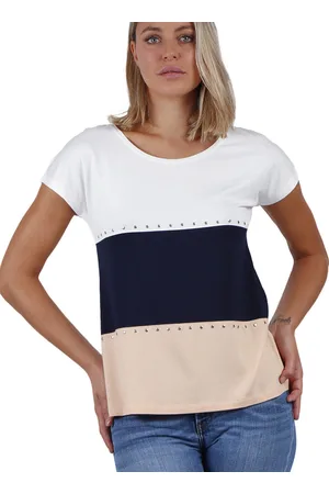 Admas Blusa Camiseta de manga corta Tricolor para mujer