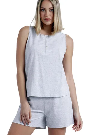Admas Pijama Pantalones cortos de pijama Camiseta tirantes Romantic Grey para mujer