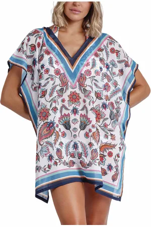 Admas Pareos Caftán de playa White Paisley para mujer