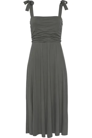 Lascana Vestidos Vestido de verano largo medio en color oliva para mujer
