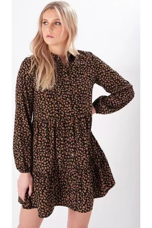 24colours Mujer Estampados - Vestidos Vestido Manga Larga Estampado Negro para mujer