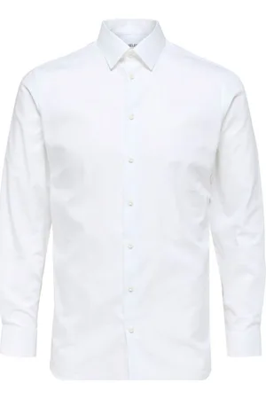 SELECTED Camisa manga larga 16080200 METHAN-BRIGHT WHITE para hombre