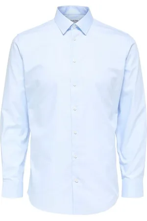 SELECTED Camisa manga larga 16080200 METHAN-LIGHT BLUE para hombre