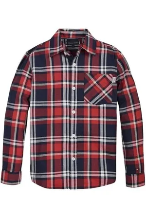 Tommy Hilfiger Camisa manga larga KB0KB07512T CHECK SHIRT-0QY WHITE/RED para niño