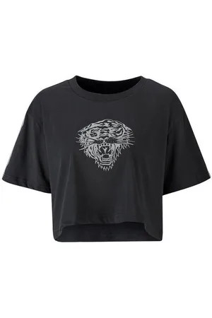 ED HARDY Camiseta Tiger glow crop top black para hombre