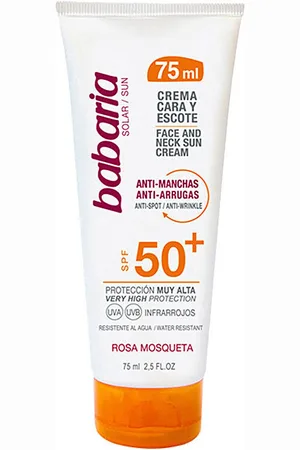 Babaria Protección solar Solar Cara escote Fluido Anti-manchas Spf50+ para mujer