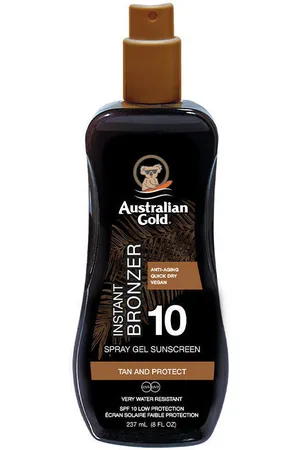 Australian Gold Protección solar Sunscreen Spf10 Spray Gel With Instant Bronzer para mujer