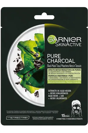 Garnier Cuidados especiales Pure Charcoal Black Mask Tissu Detox Effect para mujer