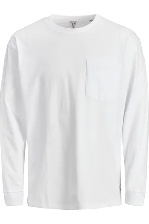 JACK & JONES Camiseta manga larga 12218186 JWHTANBY TEE LS CREW NECK WHITE para hombre