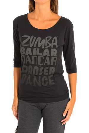 Zumba Atlético Estampado Fitness Camiseta Negra Mujer Sueltas de