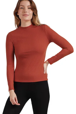 Admas Blusa Camiseta de manga larga con cuello alto Perkins para mujer