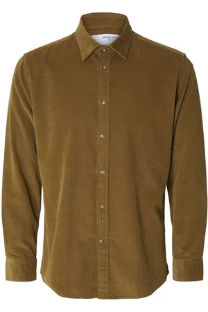 SELECTED Camisa manga larga 16090182 SLHREGOWEN-CORD SHIRT LS-BUTTERNUT para hombre