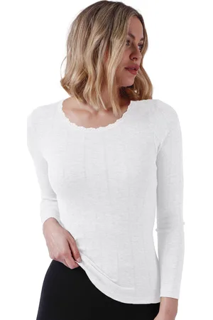 Admas Blusa Top de manga larga Desagujado para mujer