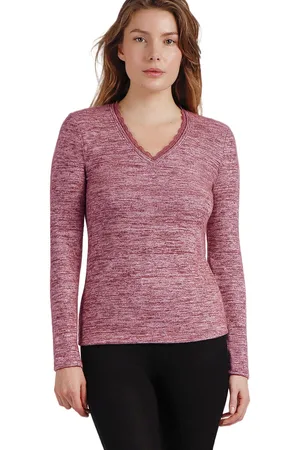 Admas Blusa Top de manga larga y cuello en V Puntilla para mujer